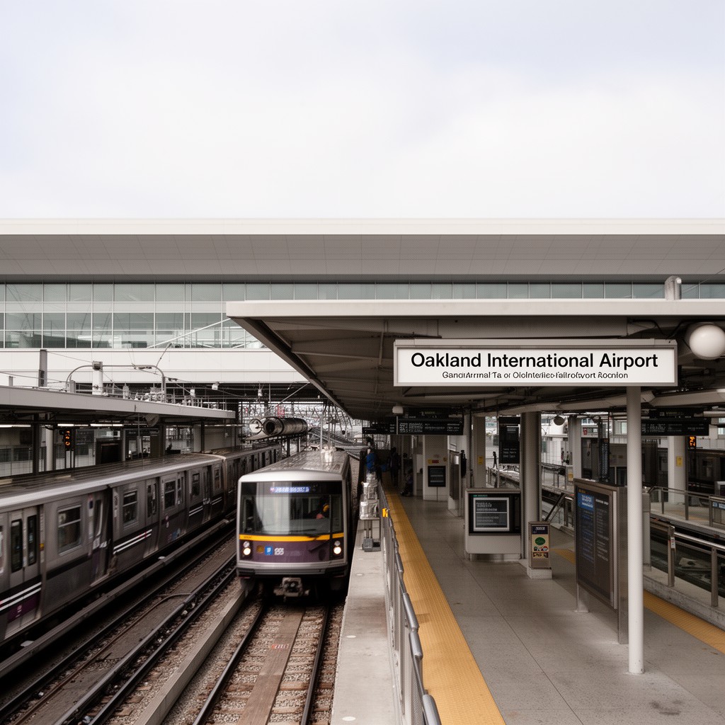 AI-generated illustration of Oakland International Airport station