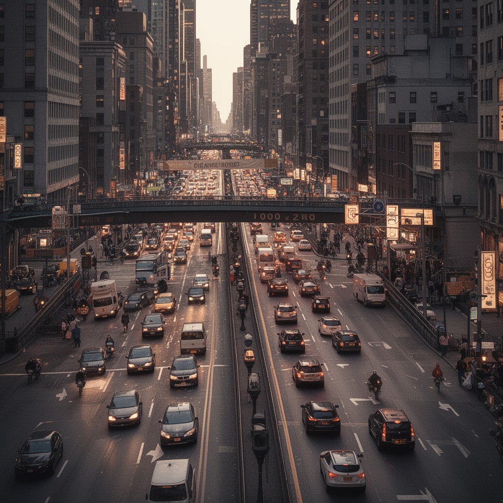 AI-generated illustration of Queens Boulevard