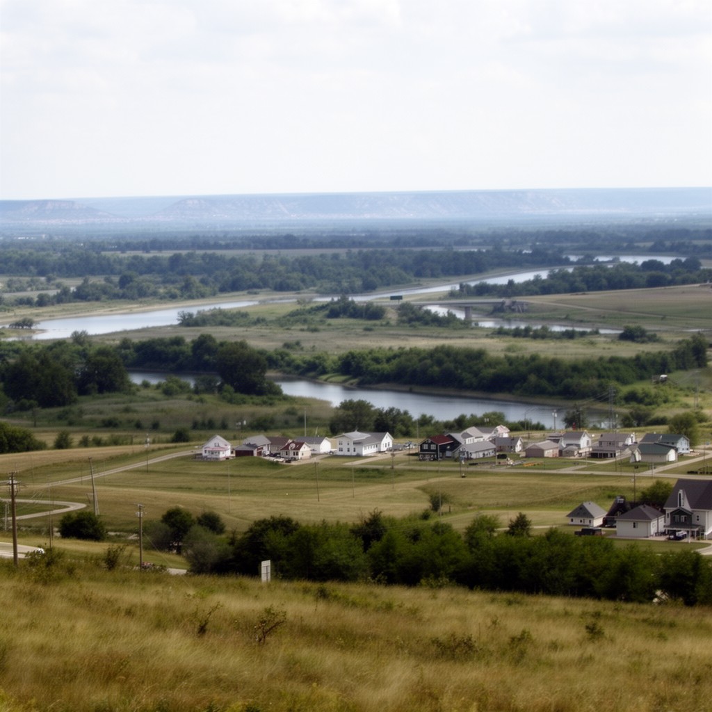 AI-generated illustration of Iowa–South Dakota border