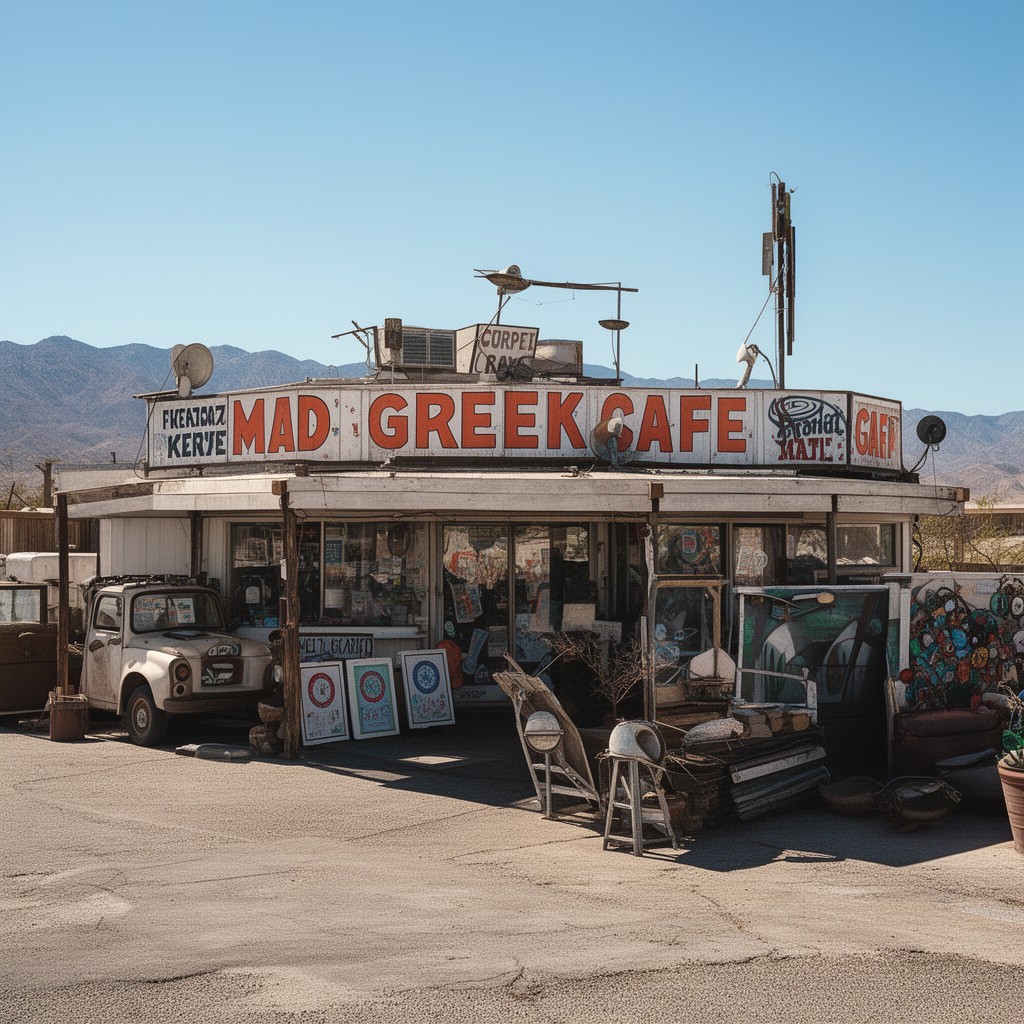 AI-generated illustration of Mad Greek Cafe