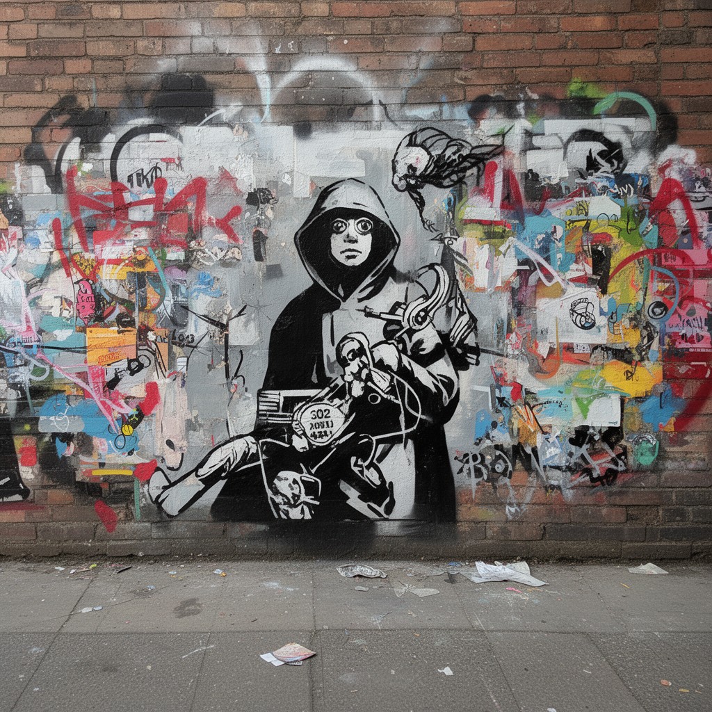 AI-generated illustration of Banksy