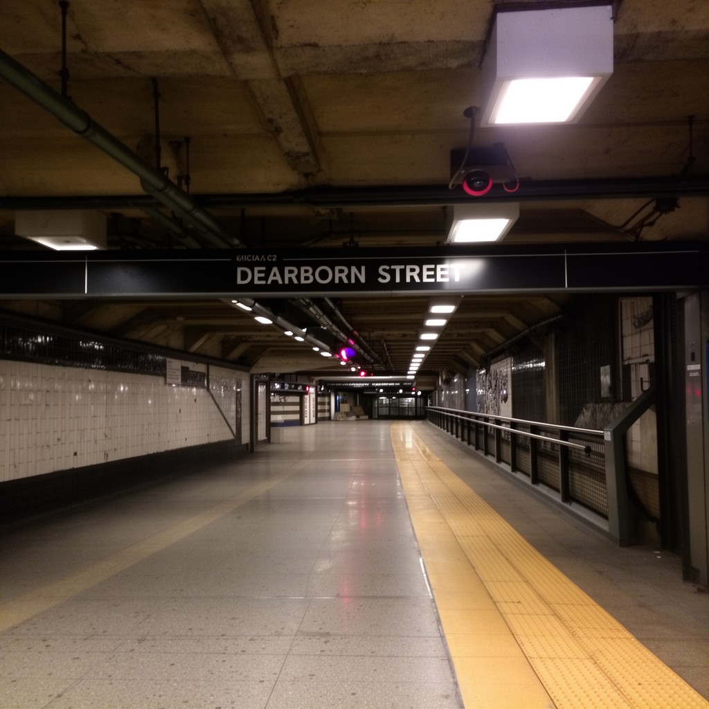 AI-generated illustration of Dearborn Street subway