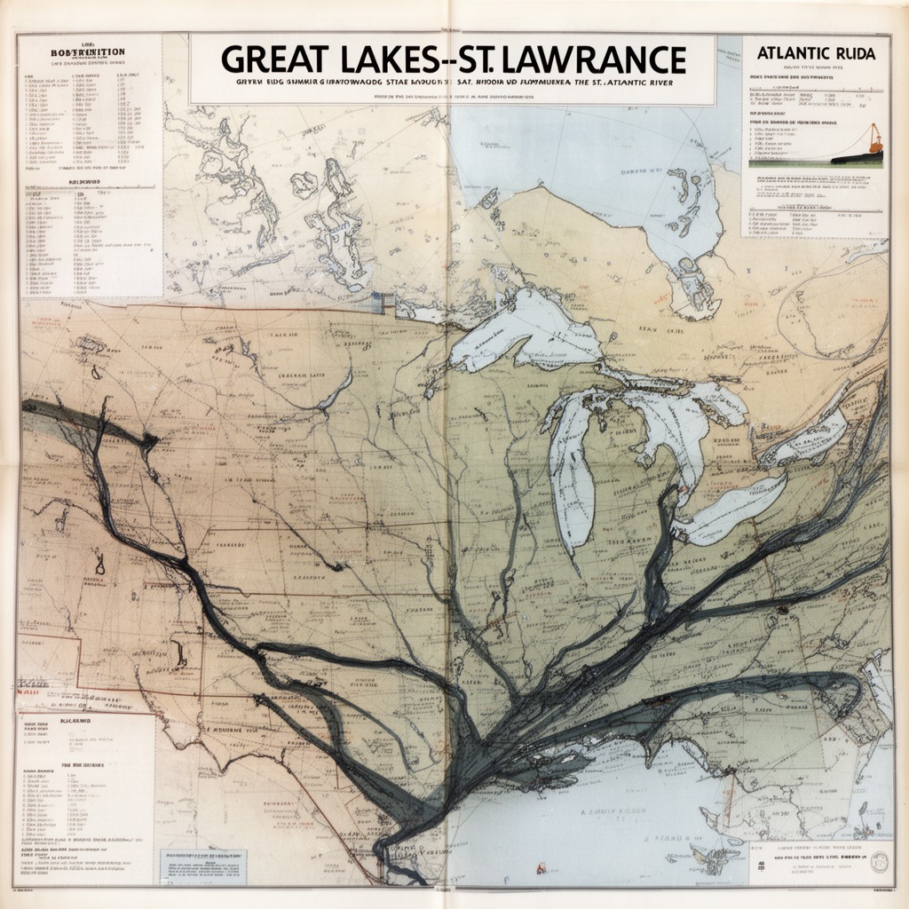 AI-generated illustration of Great Lakes–St. Lawrence system