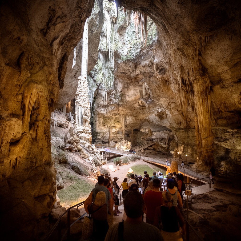 AI-generated illustration of Natural Bridge Caverns (nearby)
