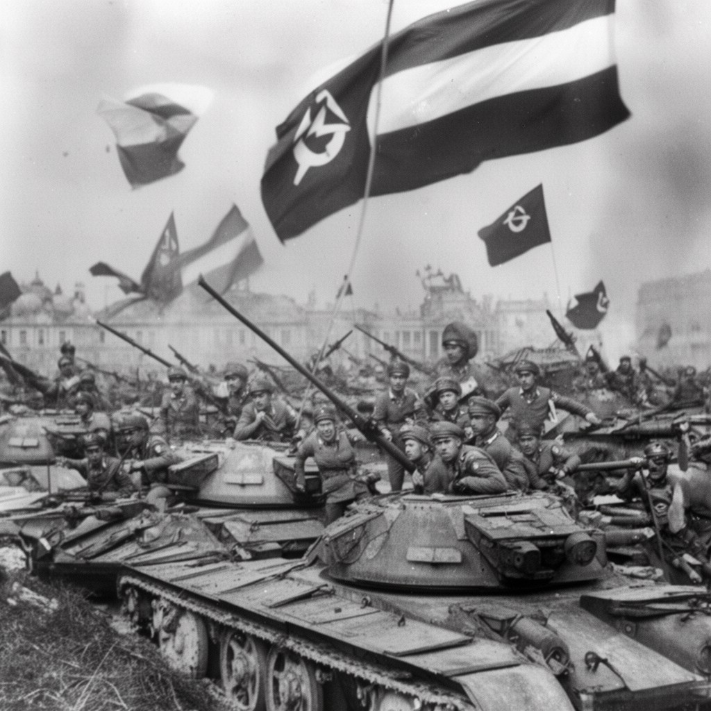 AI-generated illustration of Soviet–Hungarian War
