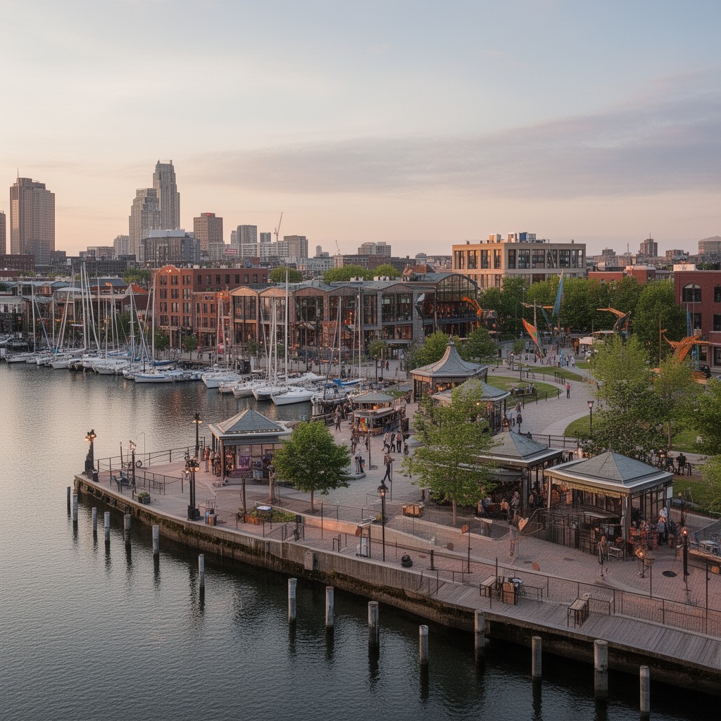 AI-generated illustration of Canton waterfront