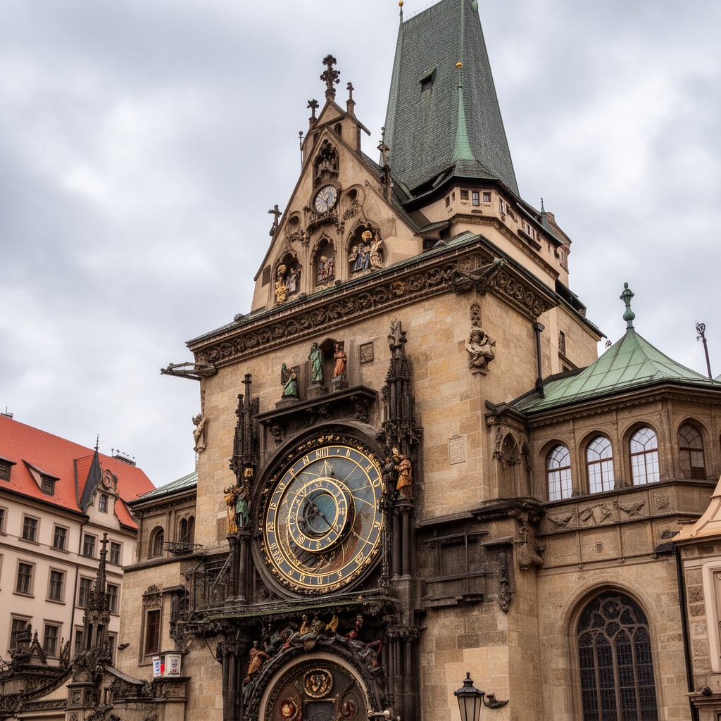 AI-generated illustration of Old Town Hall with Astronomical Clock