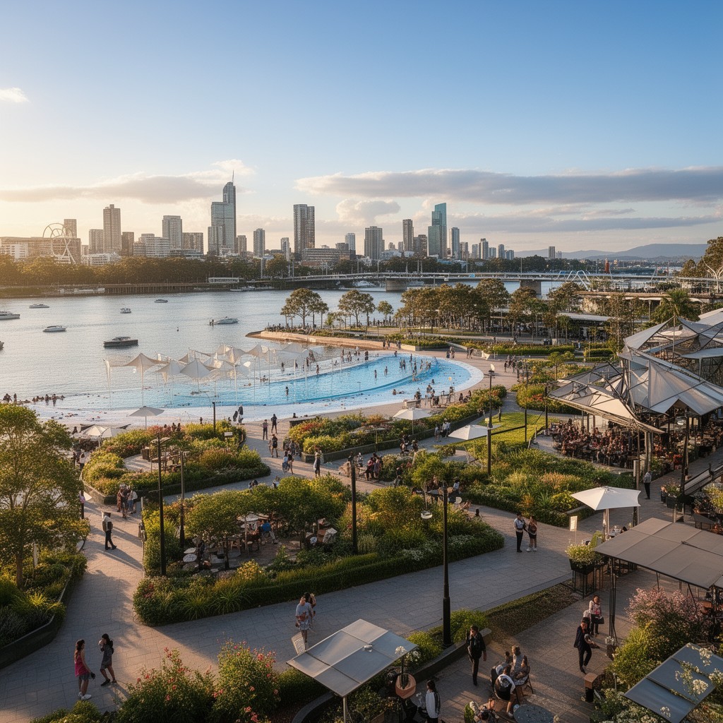 AI-generated illustration of South Bank Parklands