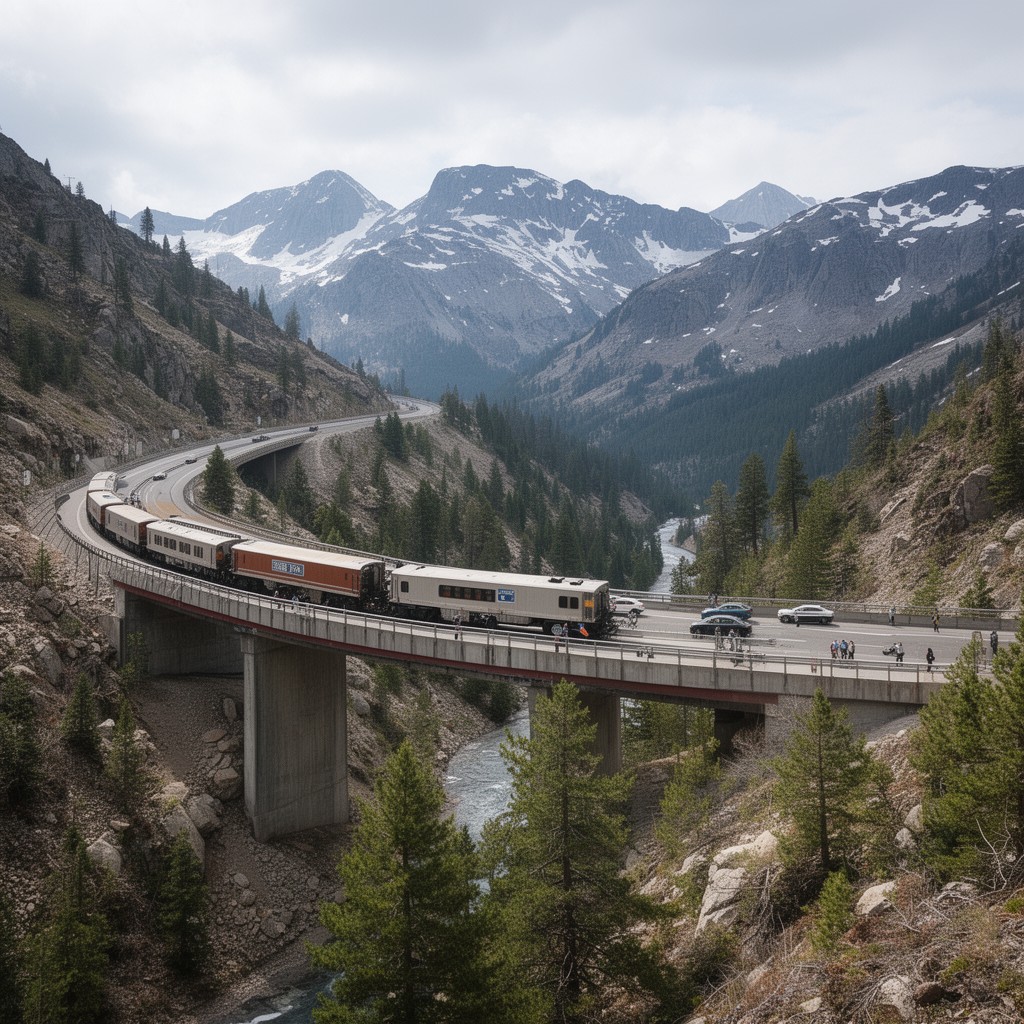 AI-generated illustration of California State Route 108 over Sonora Pass