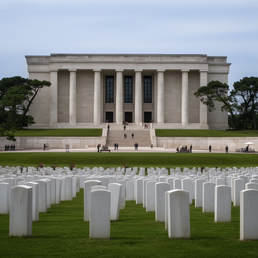 AI-generated illustration of Normandy American Cemetery and Memorial