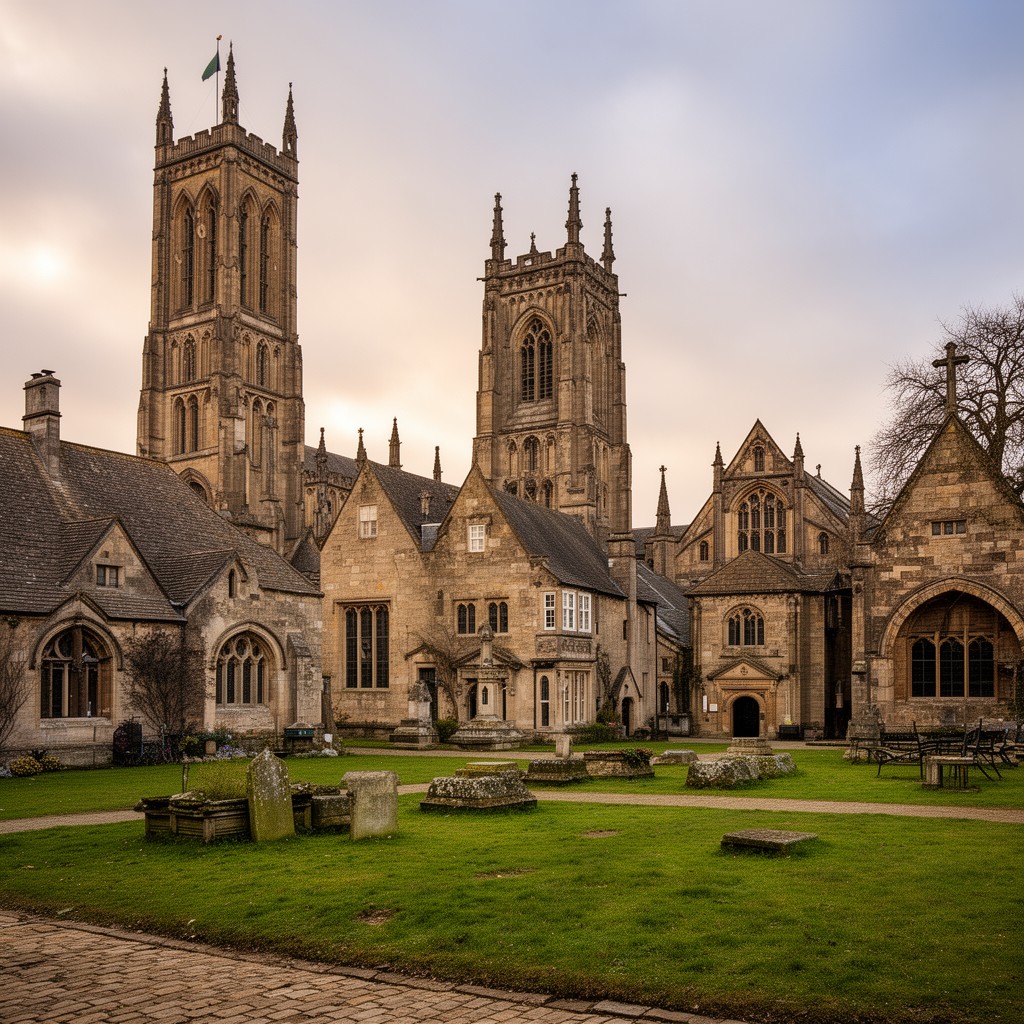 AI-generated illustration of Lincoln Cathedral Close