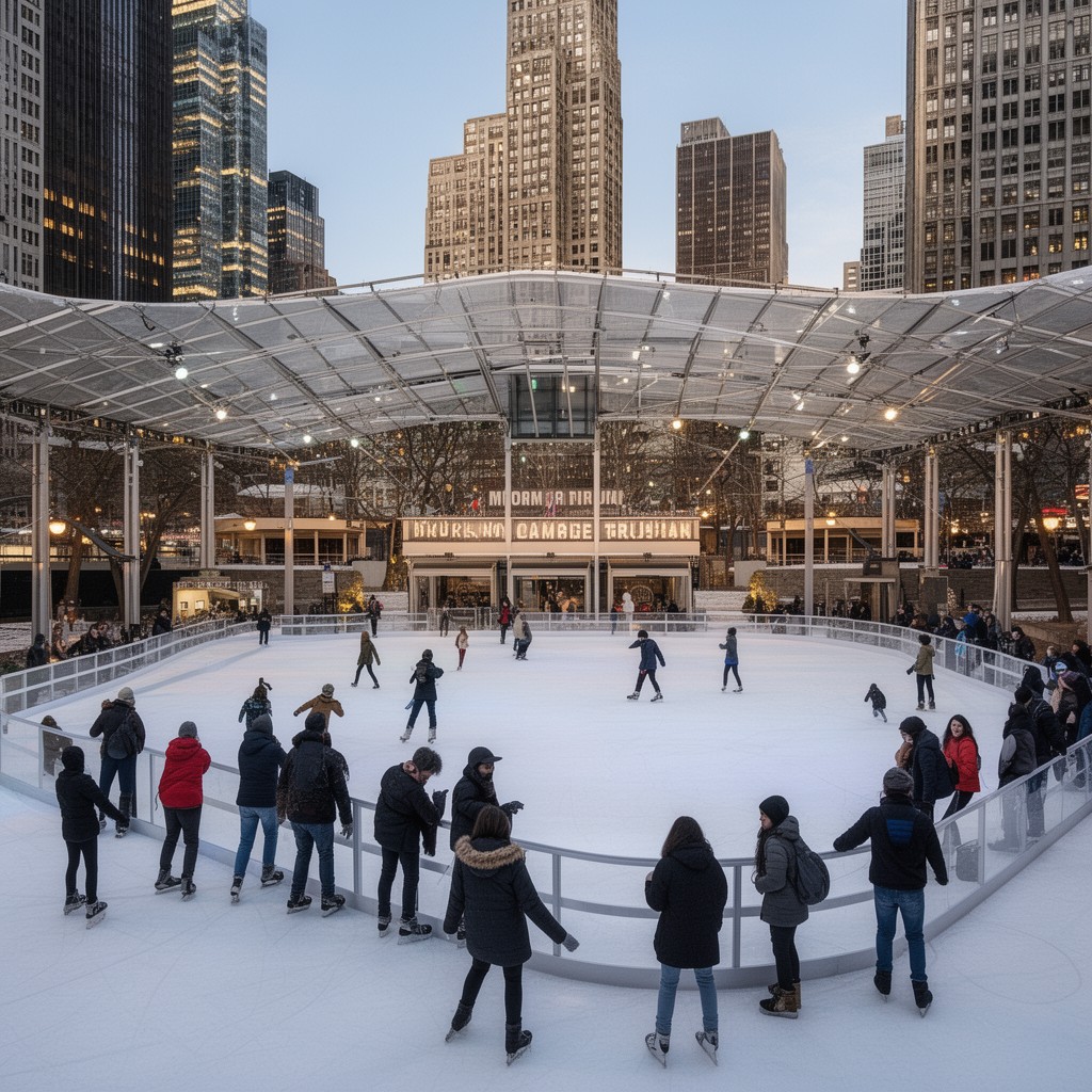 AI-generated illustration of McCormick Tribune Plaza & Ice Rink