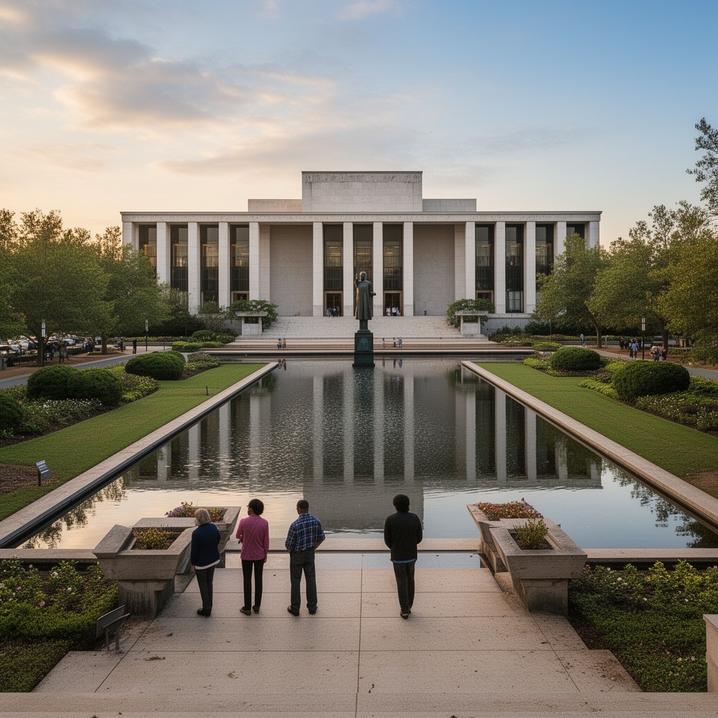 AI-generated illustration of King Center Reflecting Pool