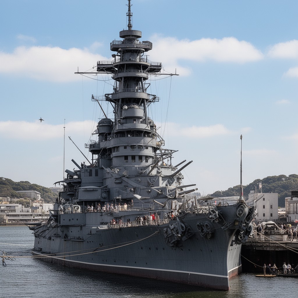 AI-generated illustration of Japanese battleship Mikasa