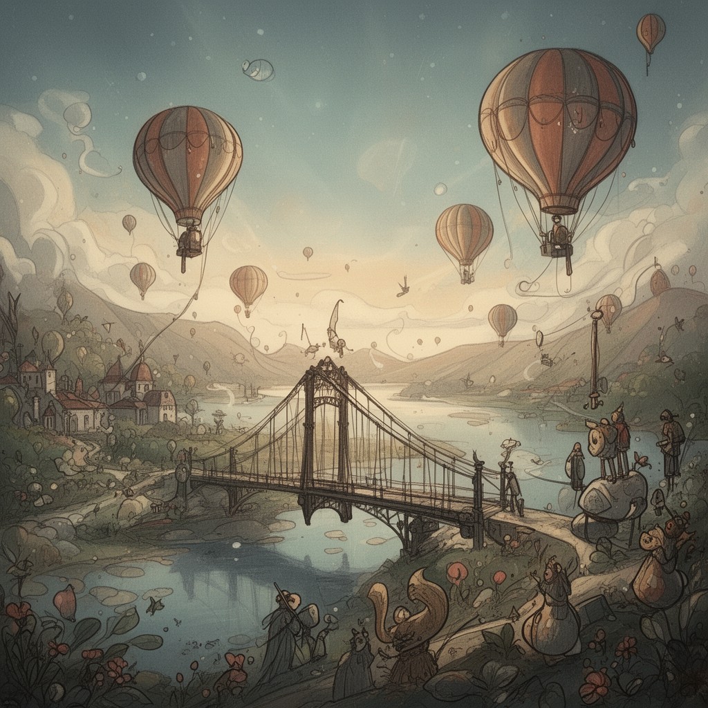 AI-generated illustration of Bridges and Balloons