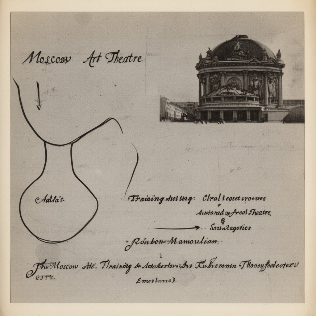 AI-generated illustration of Moscow Art Theatre (training influence)