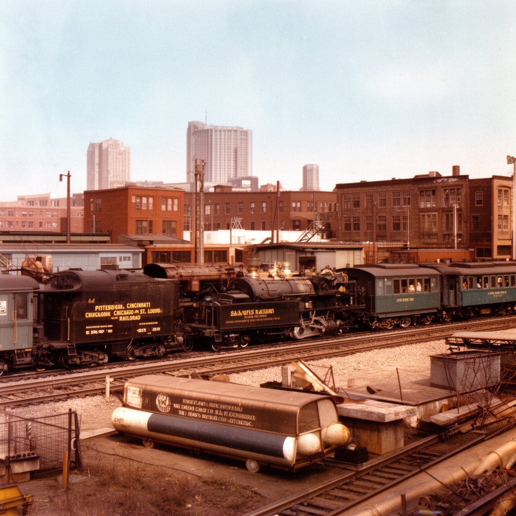AI-generated illustration of Pittsburgh, Cincinnati, Chicago and St. Louis Railroad