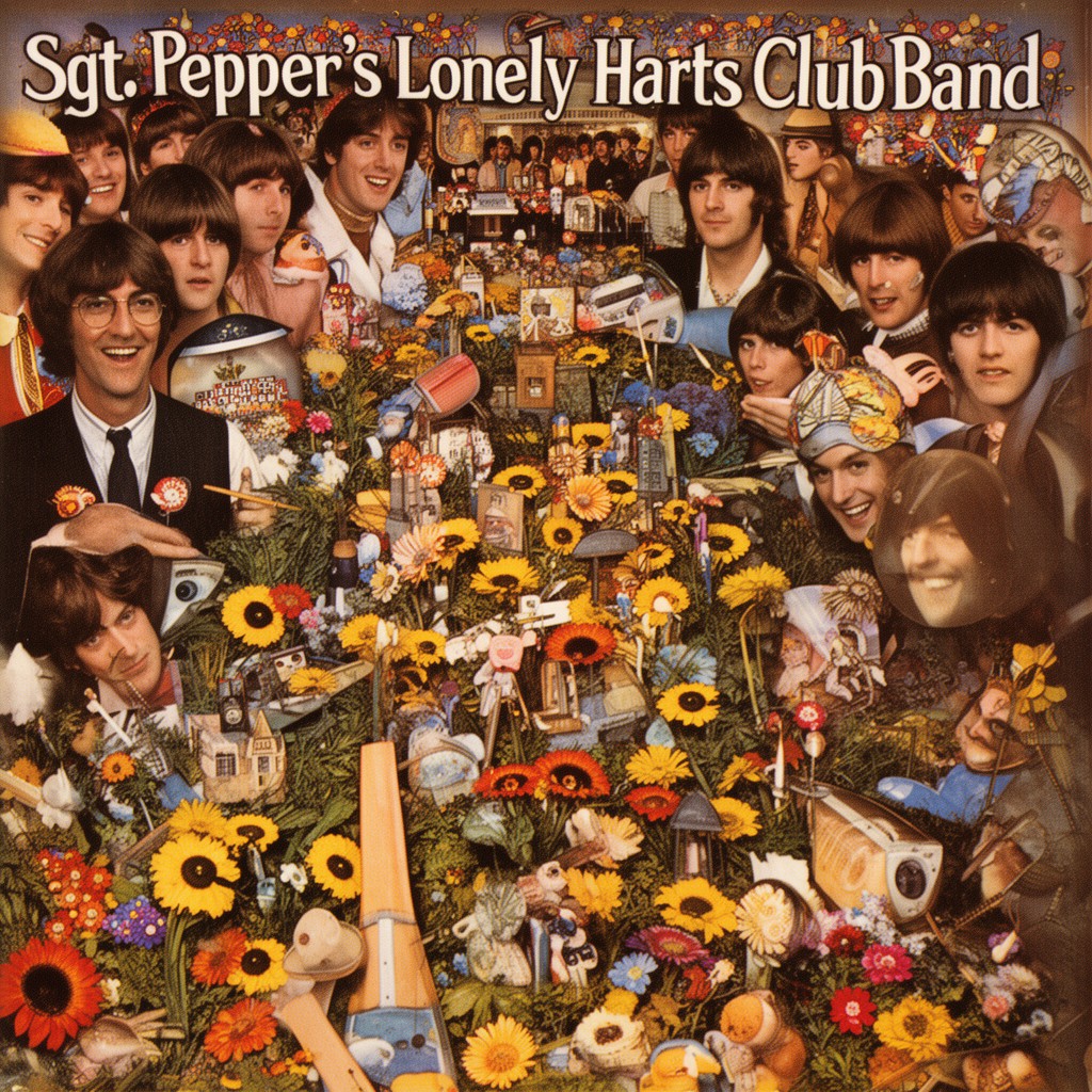 AI-generated illustration of "Sgt. Pepper's Lonely Hearts Club Band"