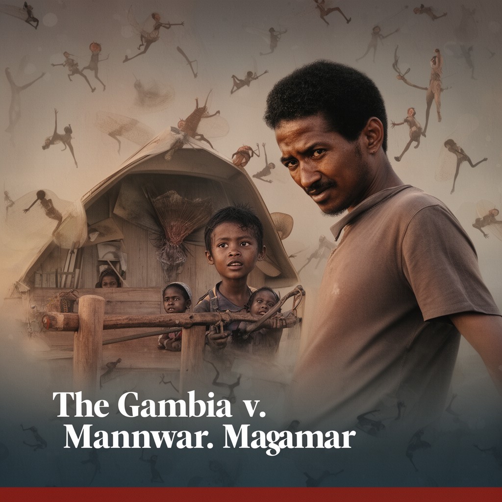 AI-generated illustration of The Gambia v. Myanmar