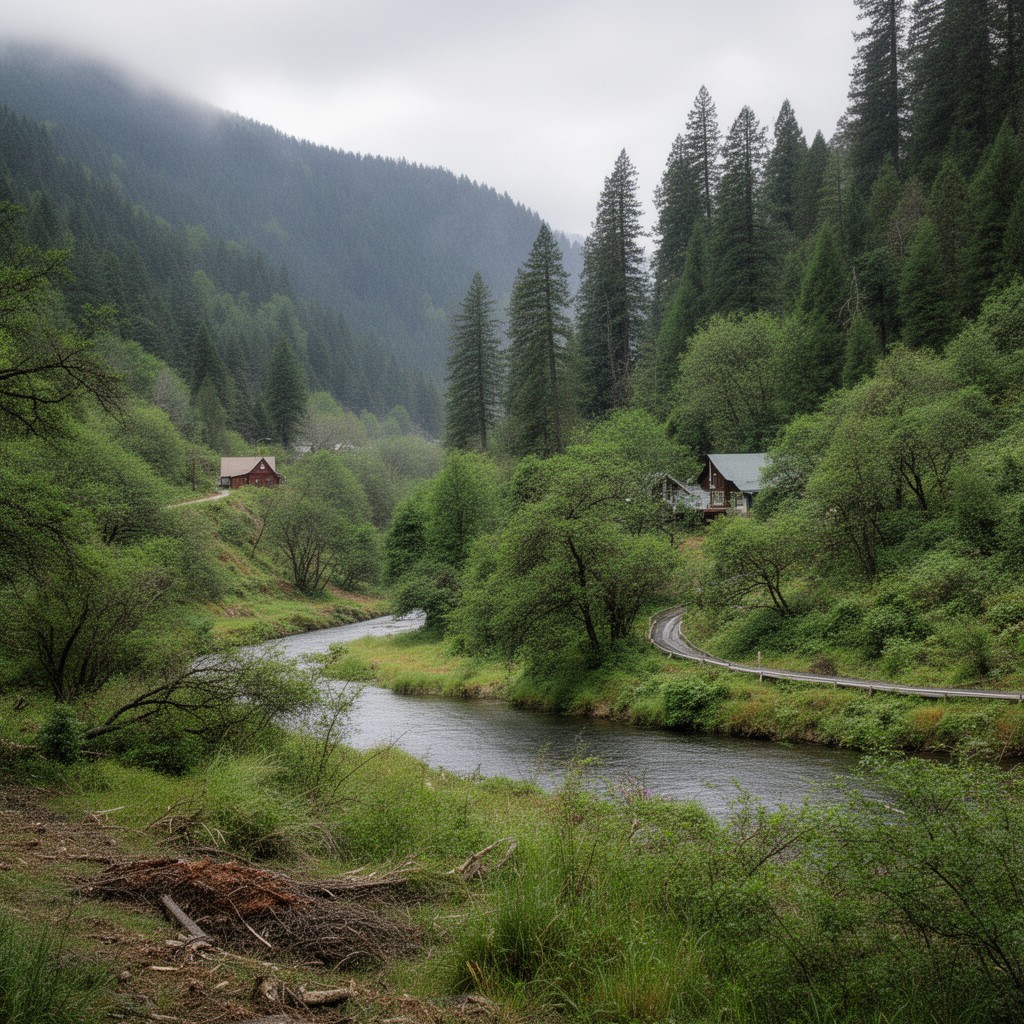AI-generated illustration of Agness, Oregon