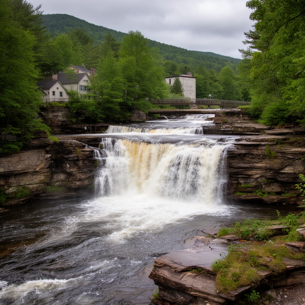 AI-generated illustration of Rumford Falls