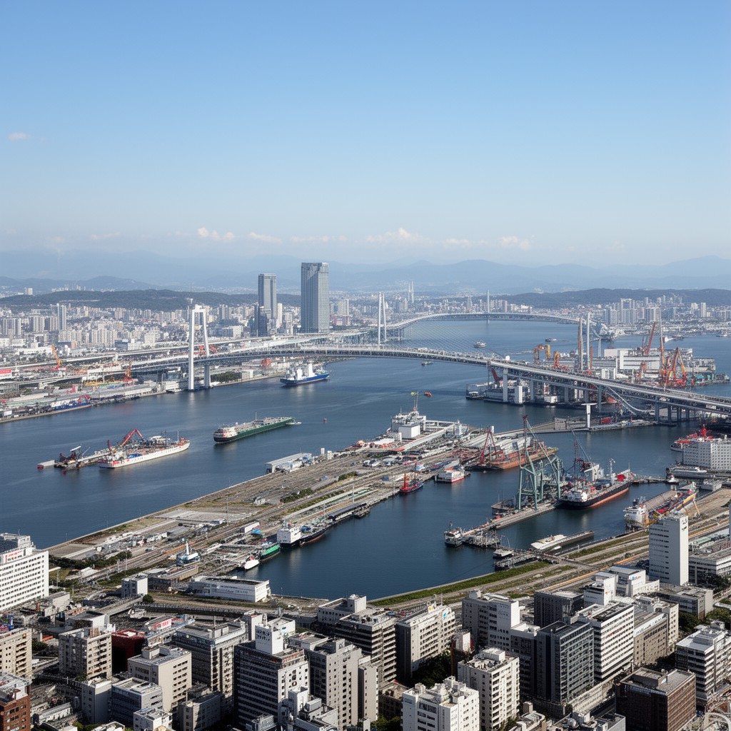 AI-generated illustration of Osaka Bay