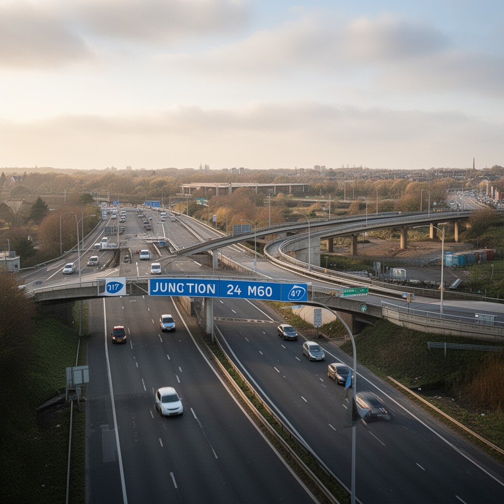 AI-generated illustration of Junction 24 of M60 motorway