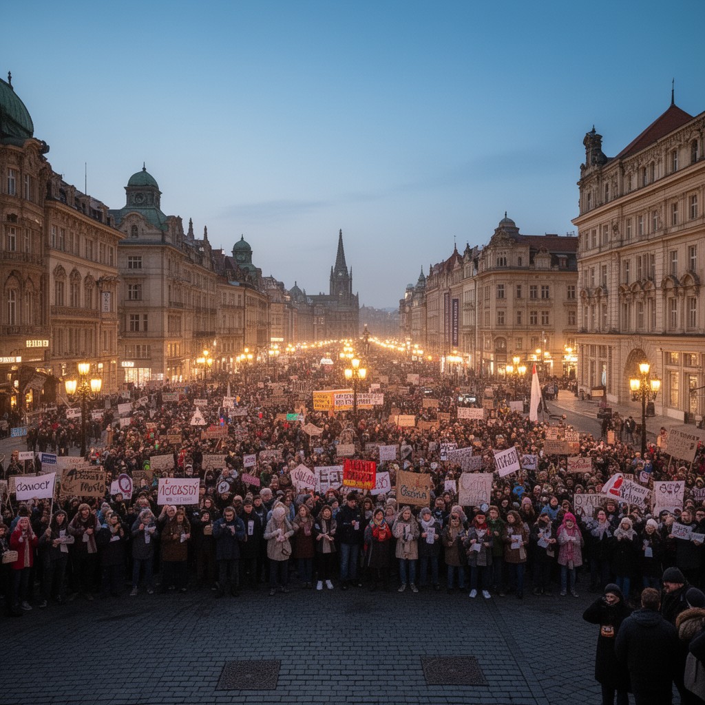 AI-generated illustration of Wenceslas Square
