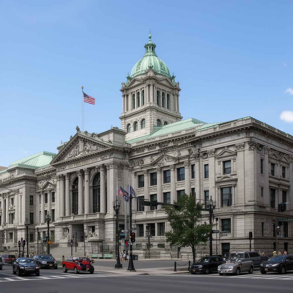 AI-generated illustration of New Haven City Hall