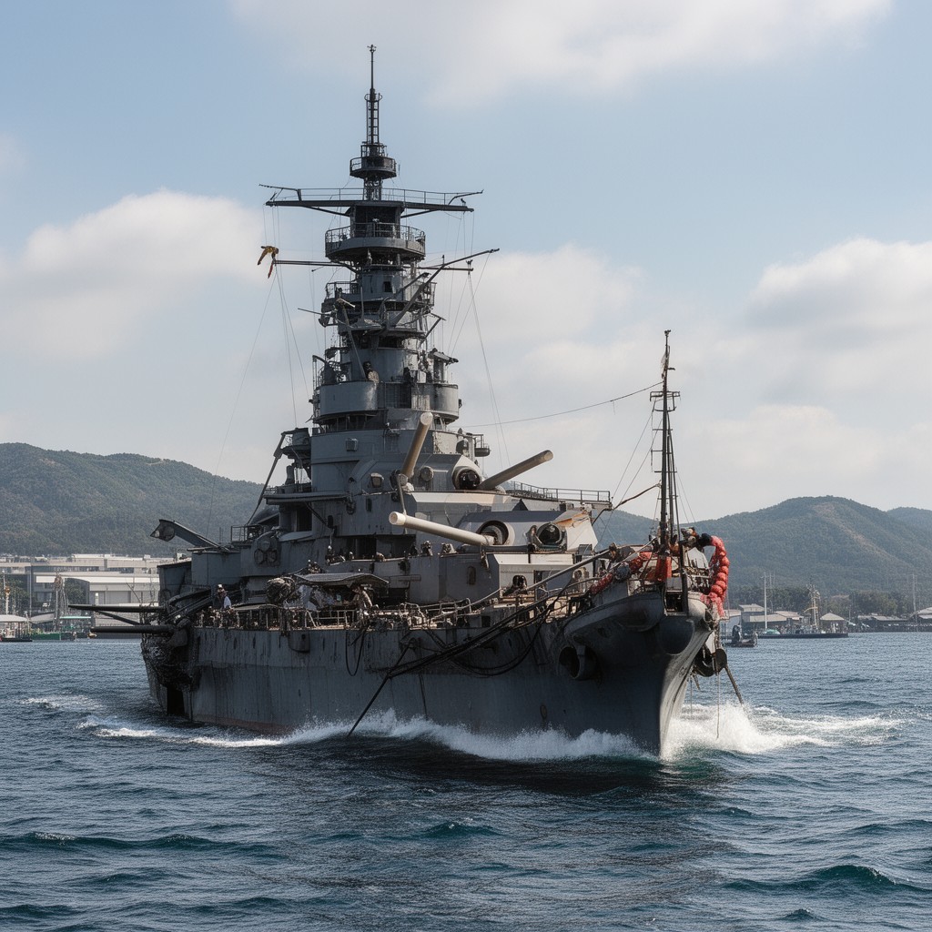 AI-generated illustration of Japanese battleship Shikishima