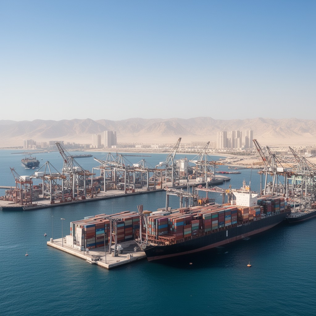 AI-generated illustration of Khalifa Bin Salman Port
