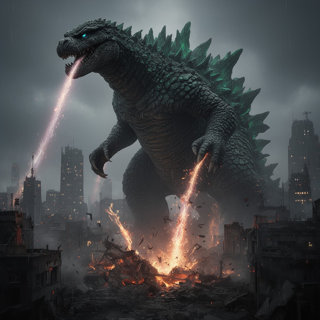 AI-generated illustration of Godzilla