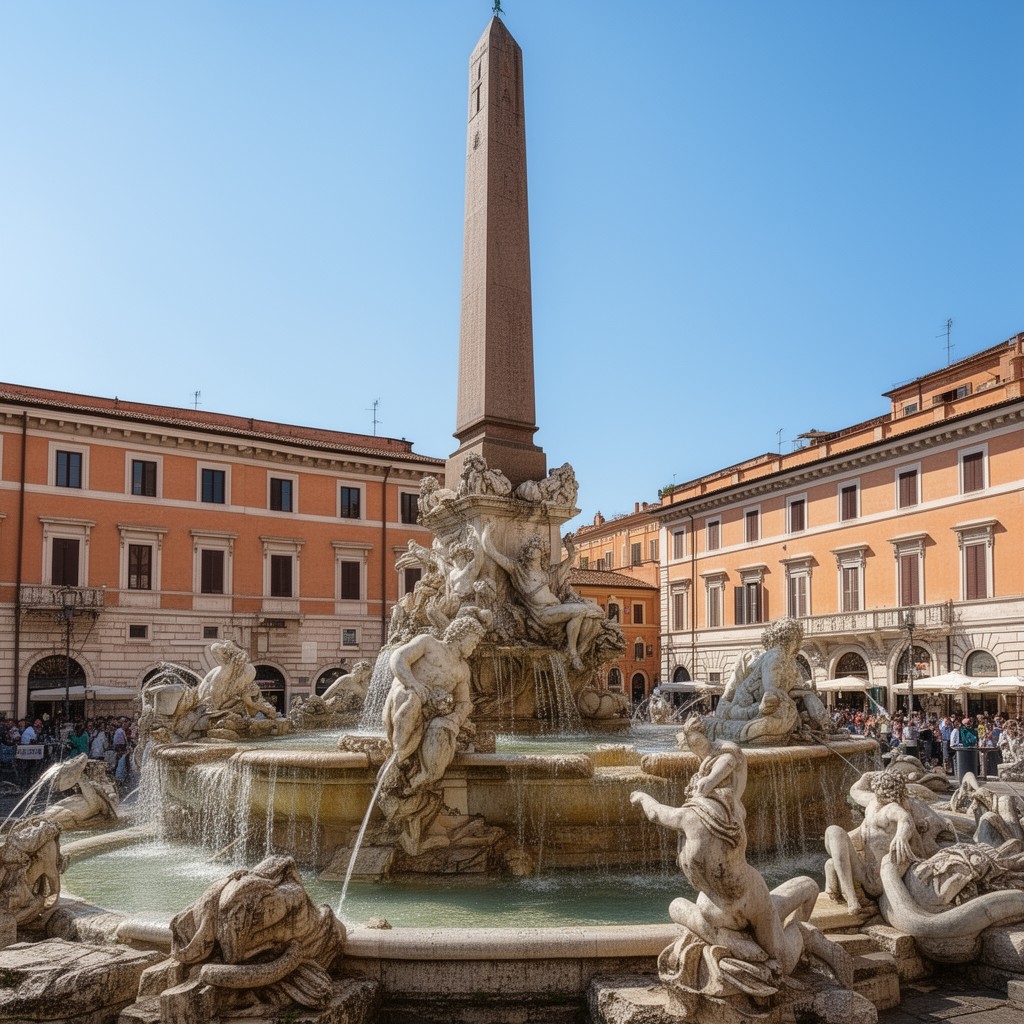 AI-generated illustration of Fountain of the Four Rivers