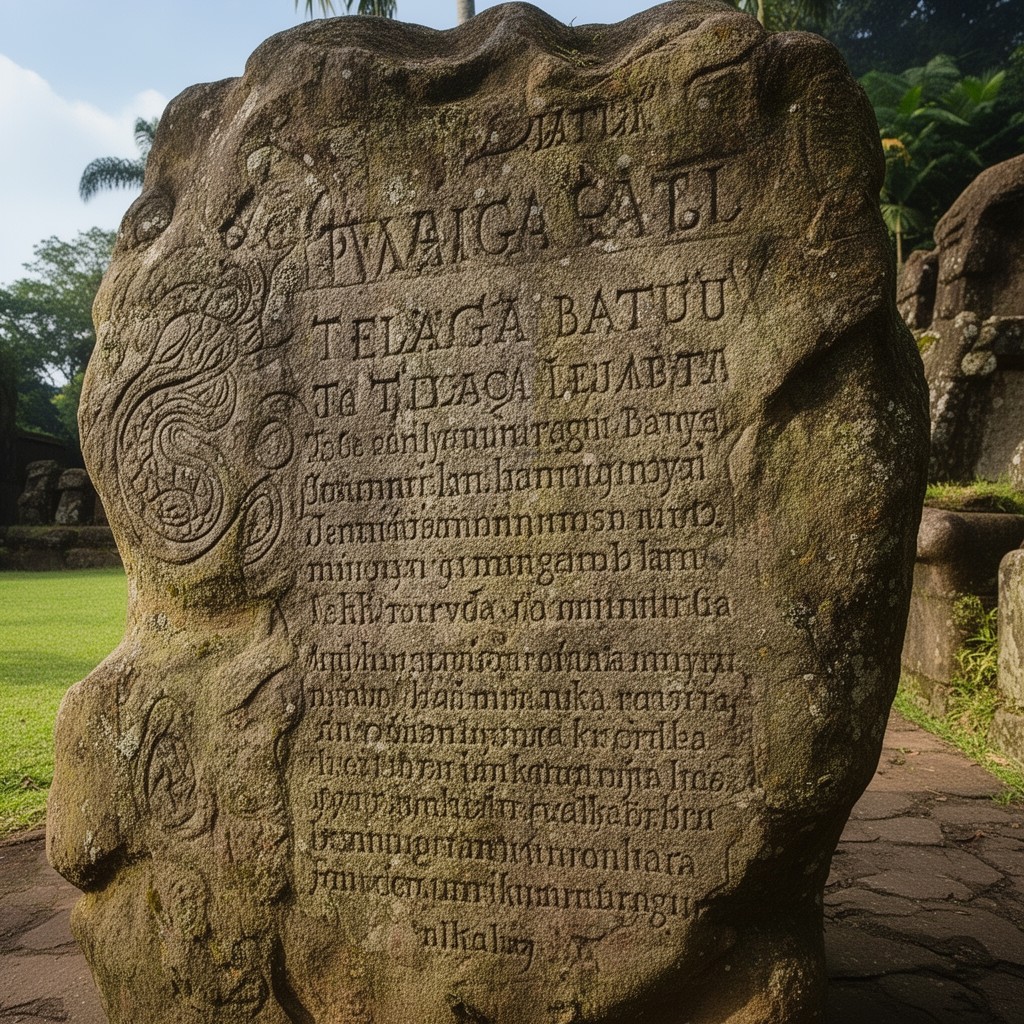 AI-generated illustration of Telaga Batu inscription