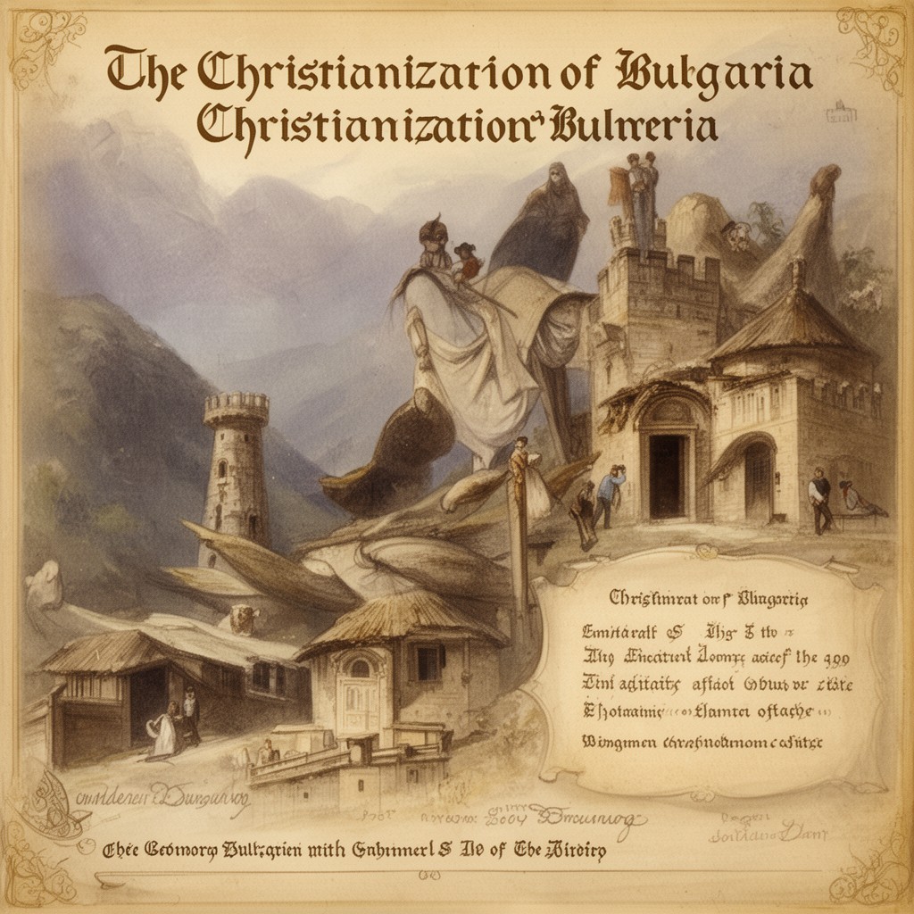 AI-generated illustration of Christianization of Bulgaria