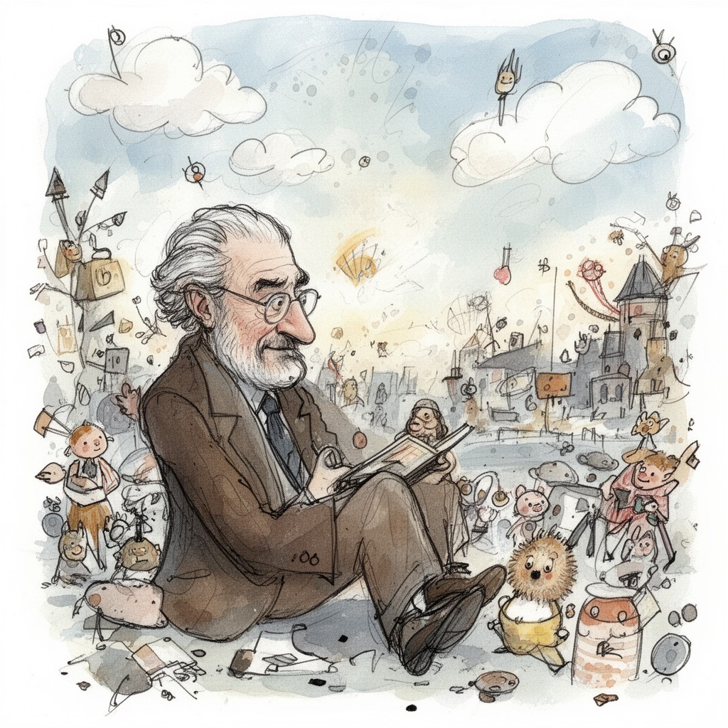 AI-generated illustration of Sir Quentin Blake