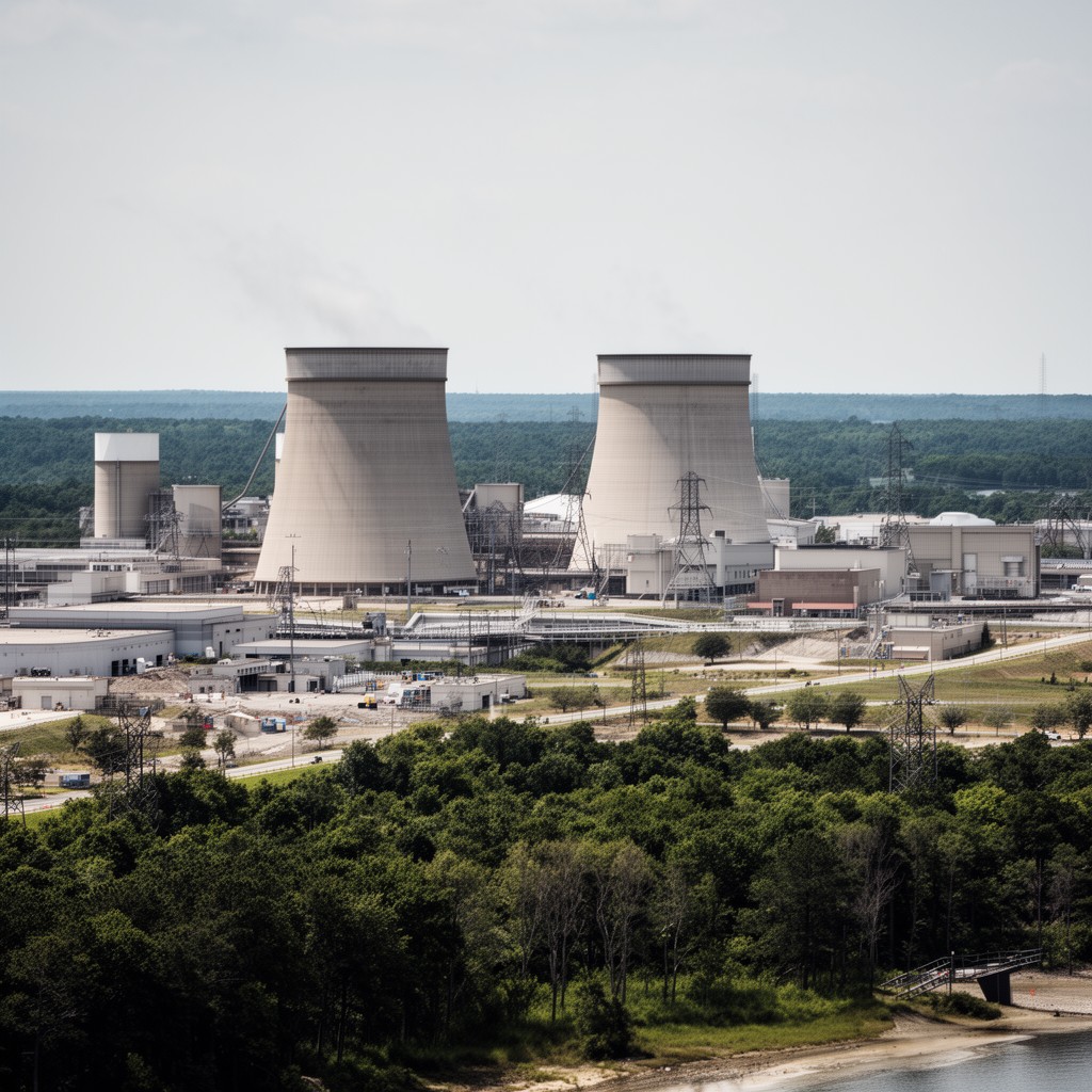 AI-generated illustration of Calvert Cliffs Nuclear Power Plant