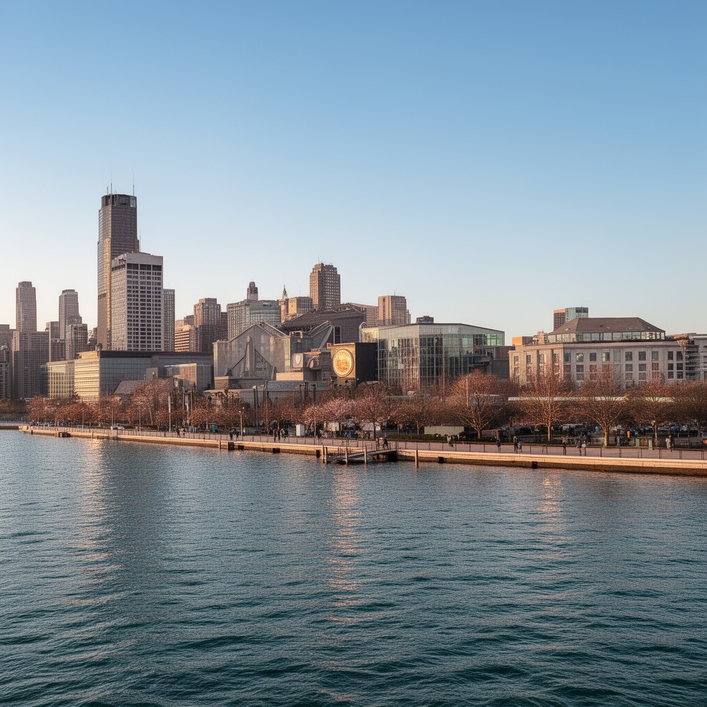 AI-generated illustration of Museum Campus shoreline