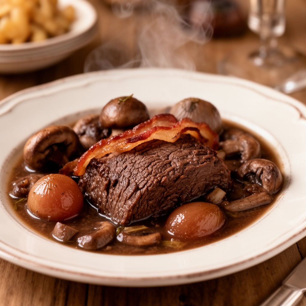 AI-generated illustration of boeuf bourguignon
