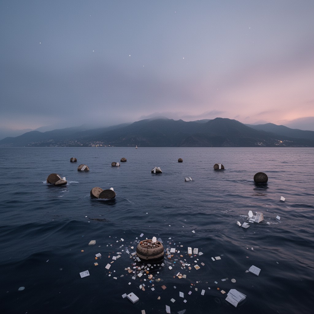 AI-generated illustration of Neptune, Pacific Ocean (cremated remains scattered)