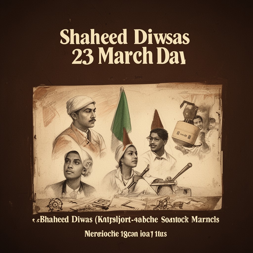 AI-generated illustration of Shaheed Diwas (Martyrs' Day) on 23 March in India