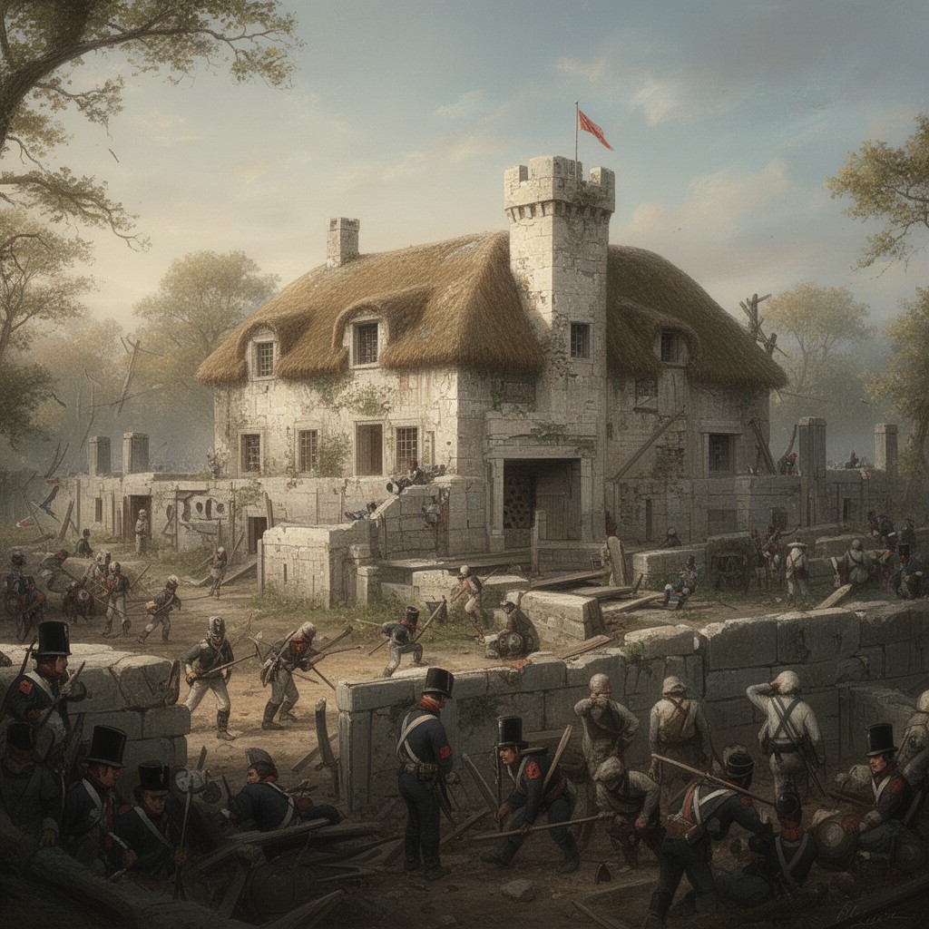 AI-generated illustration of Hougoumont farm