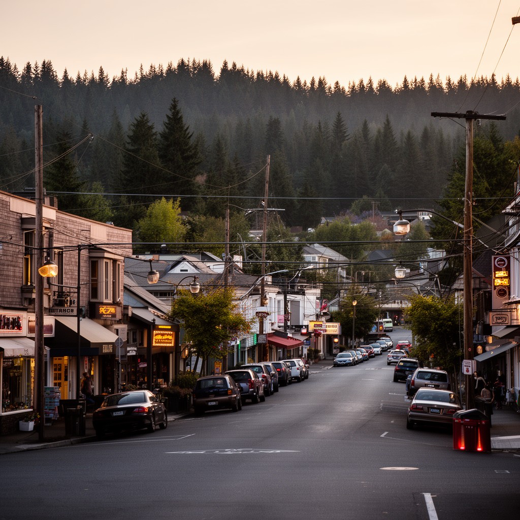 AI-generated illustration of Multnomah Village, Portland