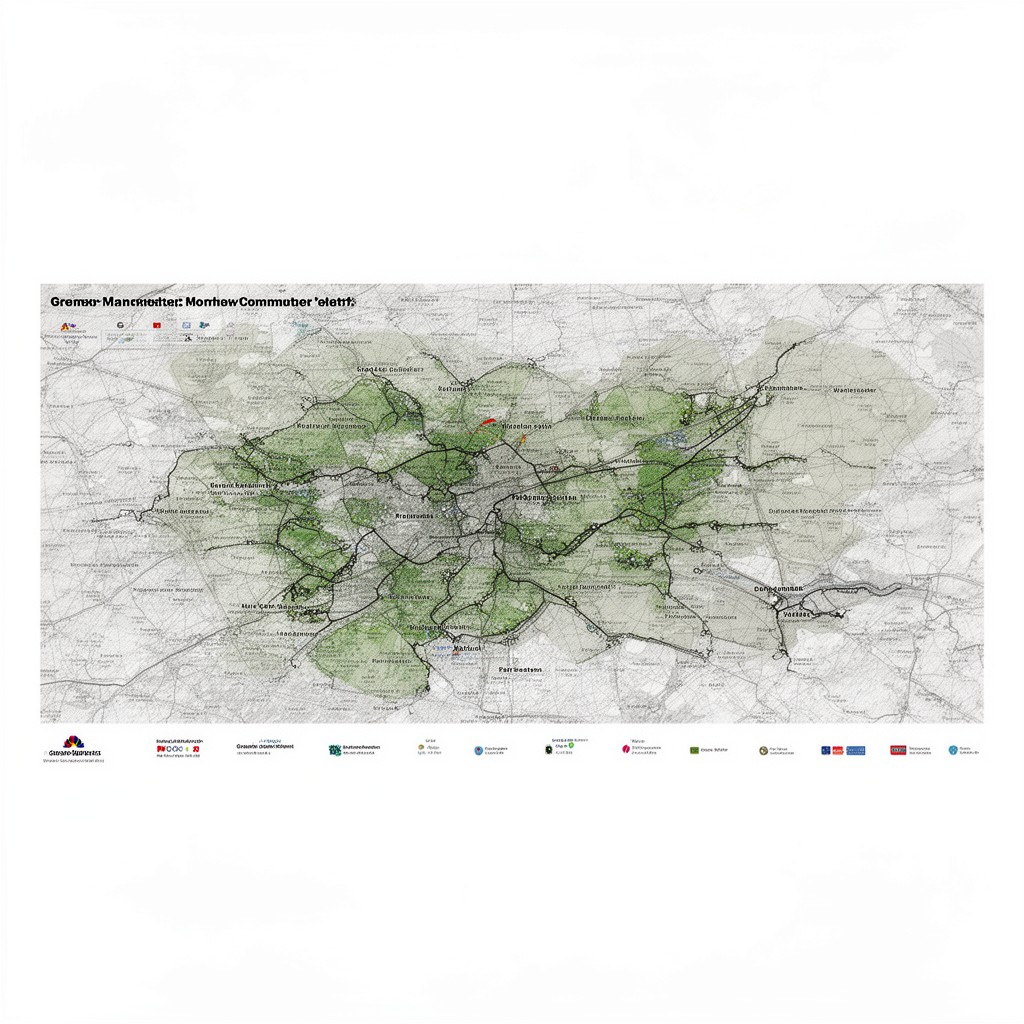 AI-generated illustration of Greater Manchester commuter belt