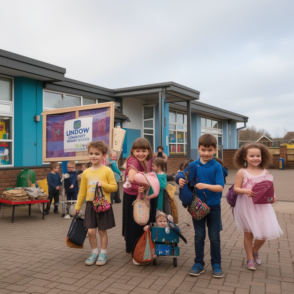 AI-generated illustration of Lindow Community Primary School