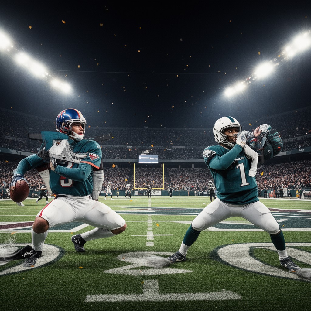 AI-generated illustration of Washington Commanders–Philadelphia Eagles rivalry
