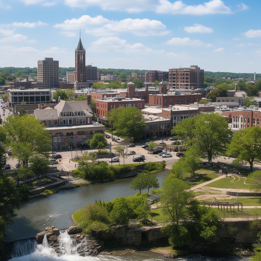 AI-generated illustration of Cedar Falls, Iowa