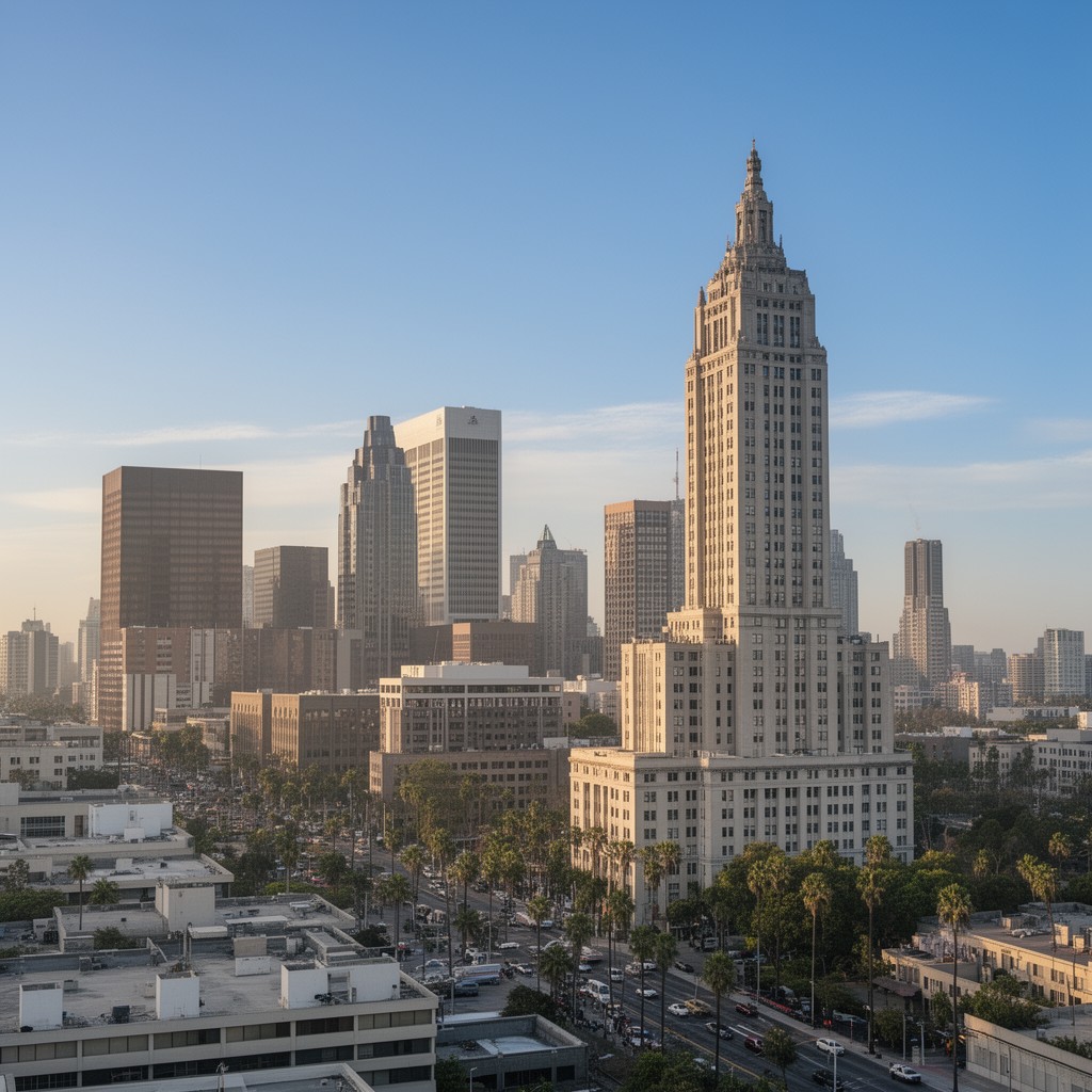 AI-generated illustration of Los Angeles City Hall