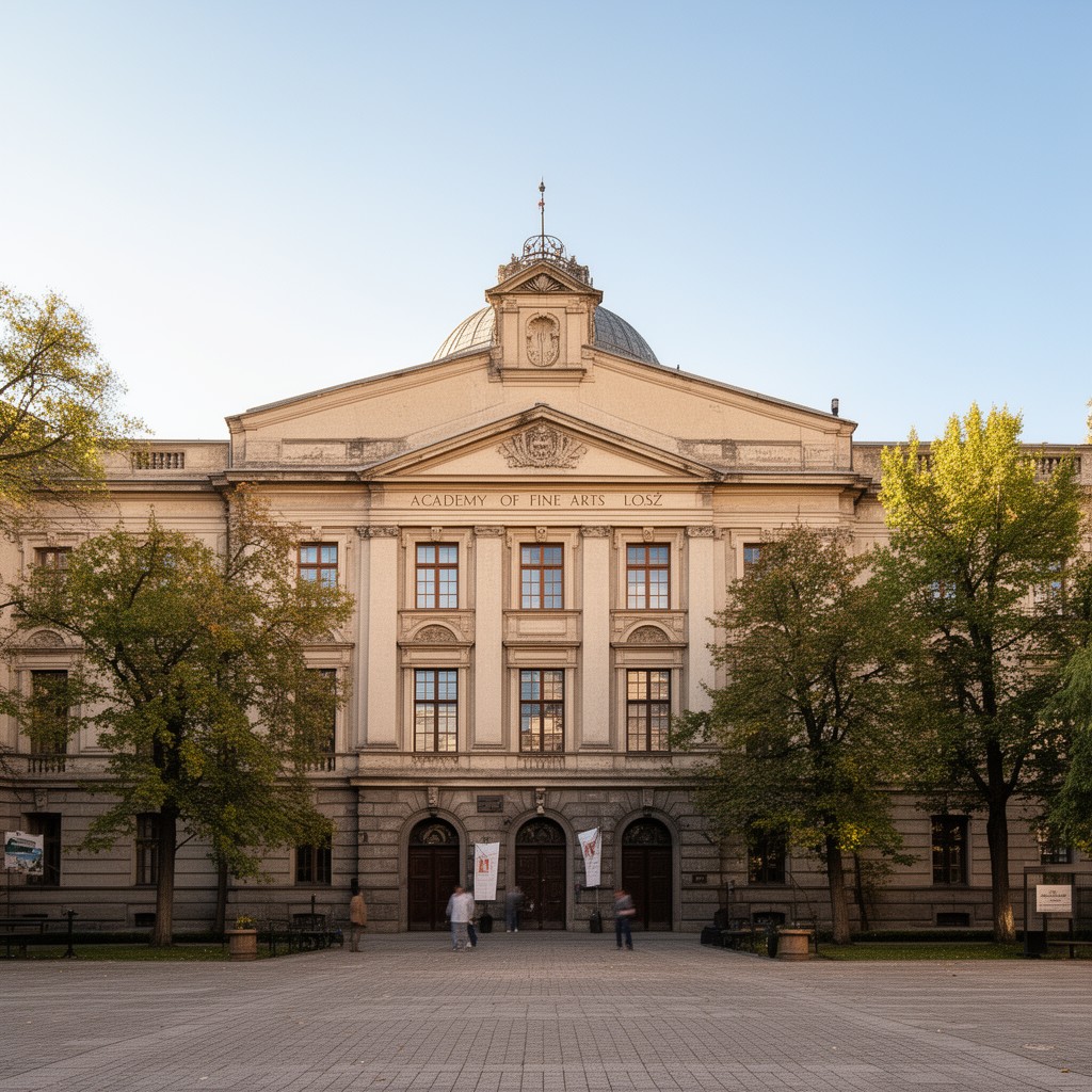AI-generated illustration of Academy of Fine Arts in Łódź
