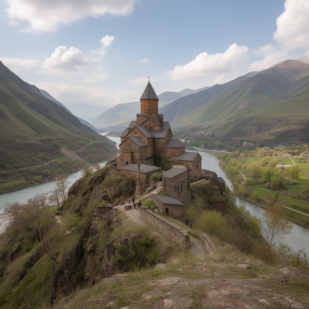 AI-generated illustration of Jvari Monastery